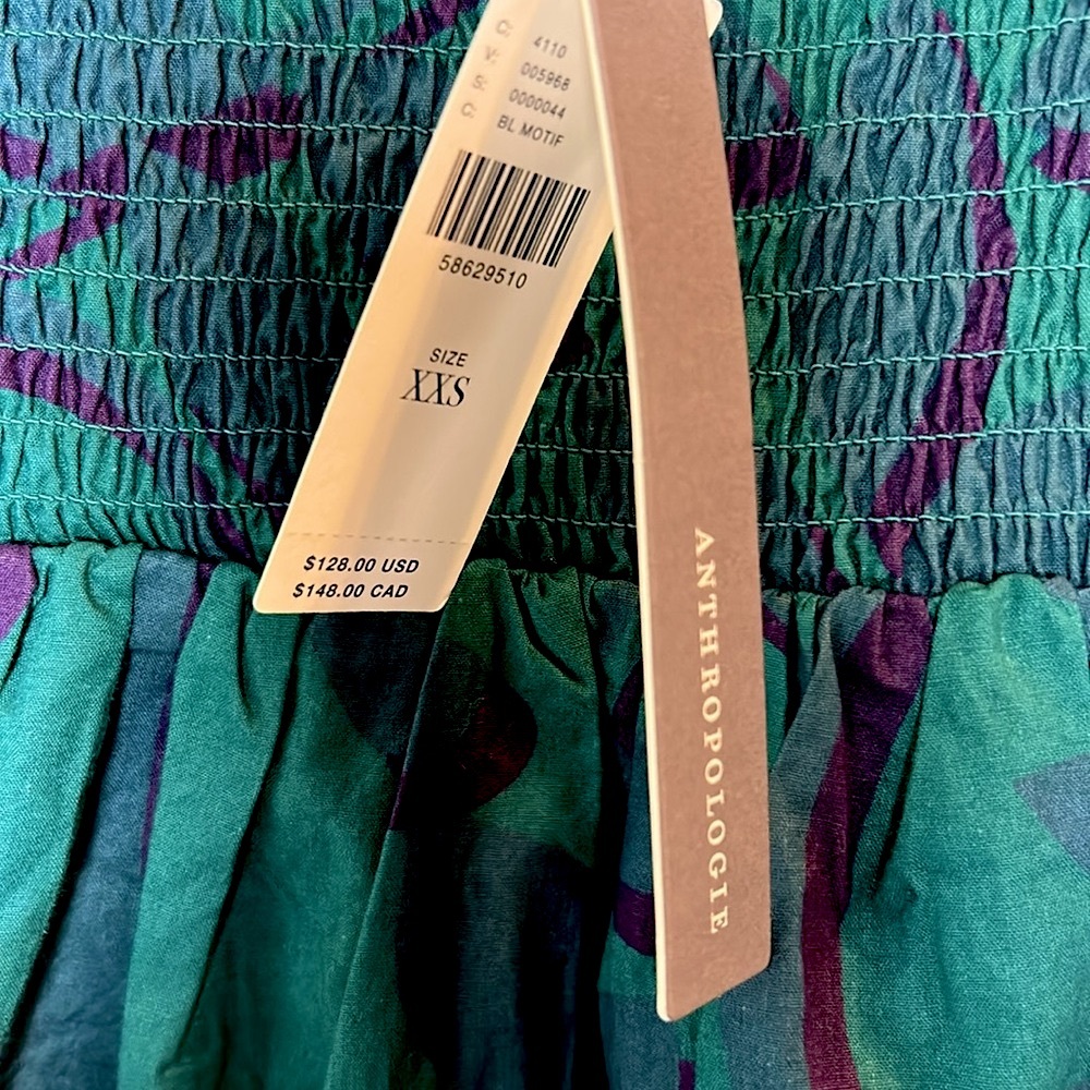 NWT Anthropologie Porridge Jina Smocked Babydoll Top.  Size XXS - Picture 2 of 11